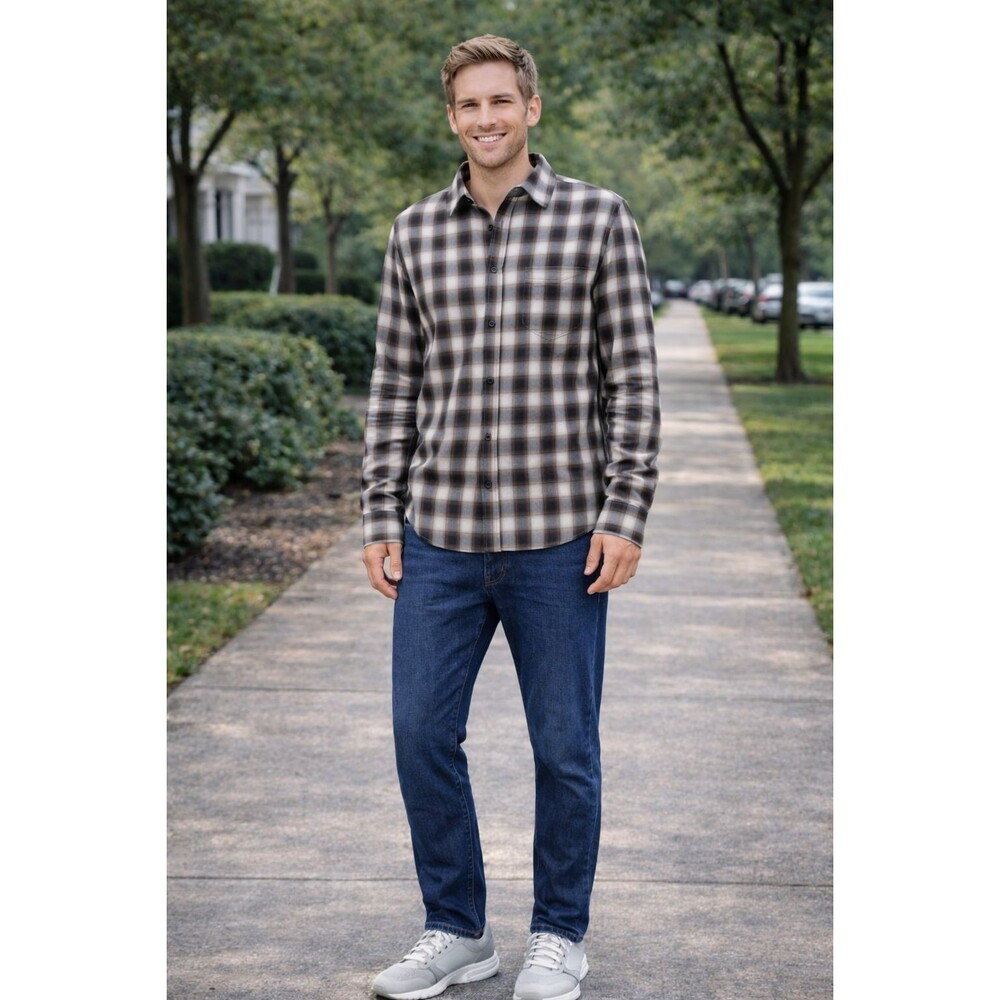 BILLY REID New Shadow Plaid Tuscumbia Standard Shirt XXL Black Multi 102-1720‎